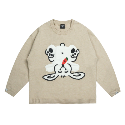 韦恩泽维尔套头圆领卡通提花毛衣