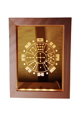 复刻经典九宫八卦灯图USB LED实木摆件灯文王八卦后天八卦镜灯