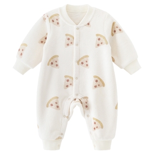 【奥粒绒】男女宝宝加绒连体衣秋冬季睡衣婴幼儿加厚保暖哈衣爬服