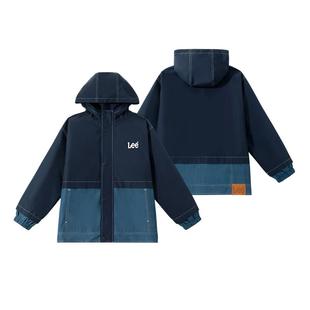 LeeKids童装儿童冲锋衣2025新款大童户外拼接外套男童连帽防风衣