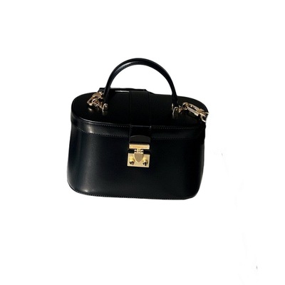 法式复古锁扣包牛皮手提盒子包