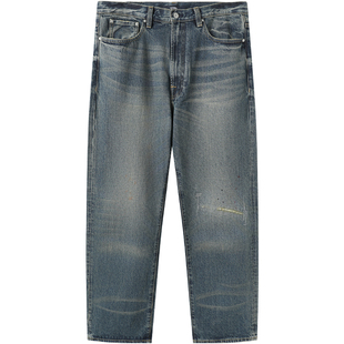 LEZORA 工装补丁大猫须vintage破坏!美国cone denim直筒牛仔裤男