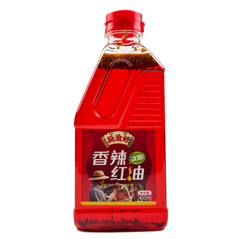 重庆麻辣红油400ml川味香辣红油凉拌菜家用烧烤辣椒油微辣红商用
