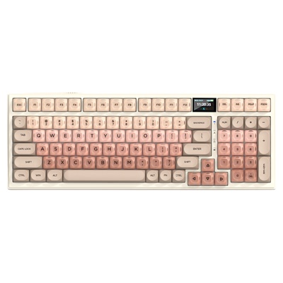 雷咖泽R98Pro甜心可可客制化机械键盘三模蓝牙热插拔带屏键盘办公