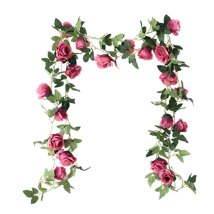 仿真玫瑰假花藤条蔓壁挂缠绕空调水管道遮挡装饰客厅吊顶塑料植物