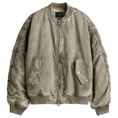 HM男装夹克冬季宽松版型水洗中式领飞行员外套1295939