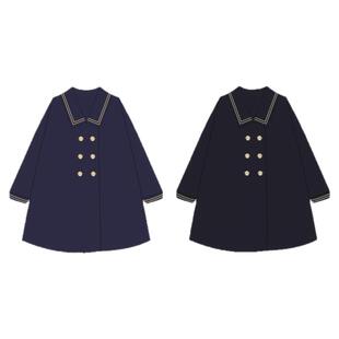 樱奈家双排扣水手领大衣日系原创学院风秋冬中长款JK制服毛呢外套