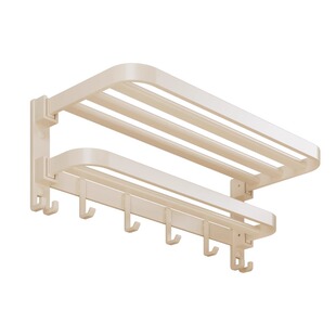 浴室风毛巾架卫生间置物架免打孔浴巾架套装收纳白色可折叠墙面