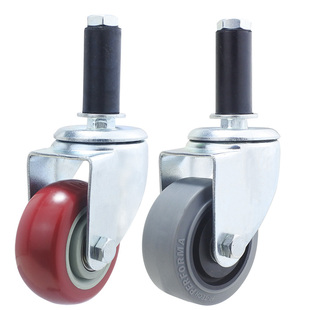 2寸3寸45寸圆管膨胀式精益管脚轮万向轮工作台轮复合管线棒管轮子