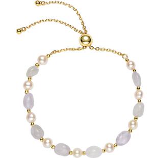 京润珍珠 年梦S925银白色淡水珍珠手链5-6mm时尚气质珠宝礼物女D