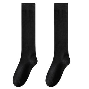 长筒袜小腿袜子女秋冬季棉质黑色压力jk长袜高筒中筒加长防下滑