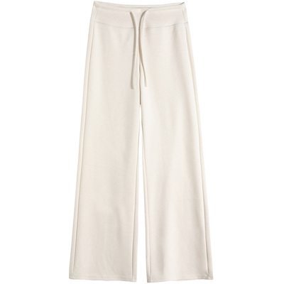 白色加绒糯米裤女秋冬羊毛阔腿裤