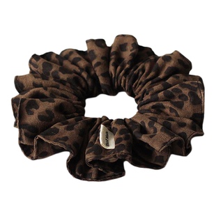 川野法式豹纹褶皱单层大肠发圈女新款简约高级感扎马尾的发绳头饰