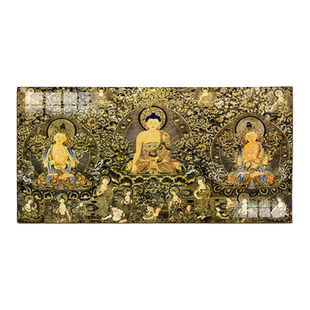 新款大威德金刚装饰画三世佛唐卡佛堂客厅书房释迦牟尼藏式佛壁画