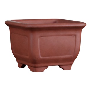 宜兴紫砂四方花盆 红泥素面小型盆景盆 透气绿植盆栽书房桌面中式