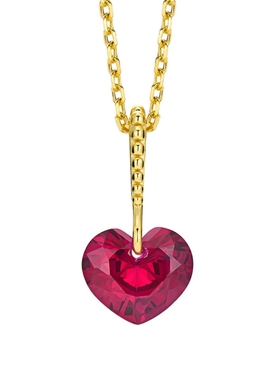 红刚玉小爱心项链女925银樱桃红