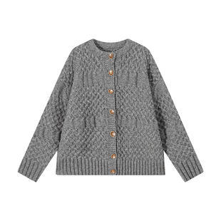 吴童童麻花加厚长袖毛衣外套女秋冬韩系慵懒宽松保暖针织开衫上衣