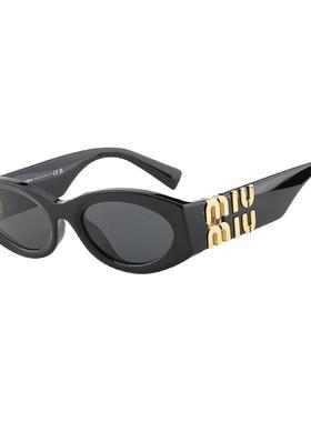 MiuMiu缪缪墨镜赵露思同款时尚黑金logo板材猫眼太阳镜女 SMU11W