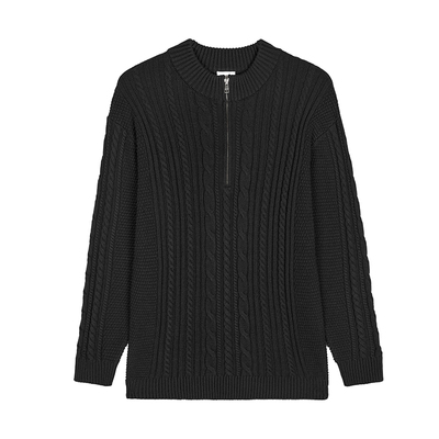 GWIT 美式复古休闲春秋美拉德上衣线衣绞花毛衣外套针织开衫男