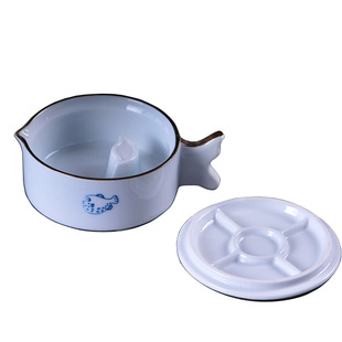 多功能墨池文房笔架墨海笔洗带盖砚台学生墨条陶瓷文房四宝墨碟