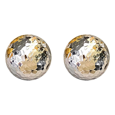 金碎冰冰爆闪半球耳钉女轻奢高级感气质耳环欧美复古重工金色耳饰