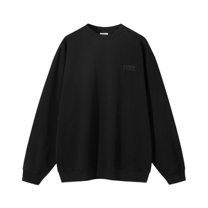 SANBAI 叁佰基础百搭字母刺绣圆领卫衣男秋季重磅纯棉上衣潮 410g