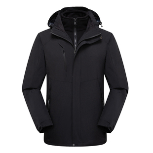 爸爸外套2025新款中年男士三合一冲锋衣加厚保暖中老年人套装男款