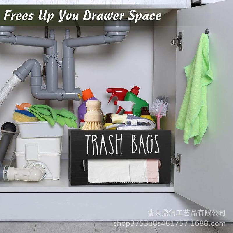 木制垃圾袋盒乡村风格分配器壁挂式分配器垃圾袋农舍塑料袋木盒