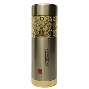 龙行天下304不锈钢保温杯男士纯银内胆水杯999足银上善若水茶杯