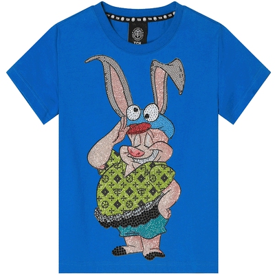 TCH圆领短袖烫钻长耳猪T恤