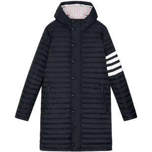 [24期免息]THOM BROWNE 男士长款连帽拉链口袋鹅绒羽绒服外套