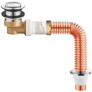 全铜浴缸下水器弹跳芯脚踩式淋浴房侧排水器木桶防臭阀门铜管配件