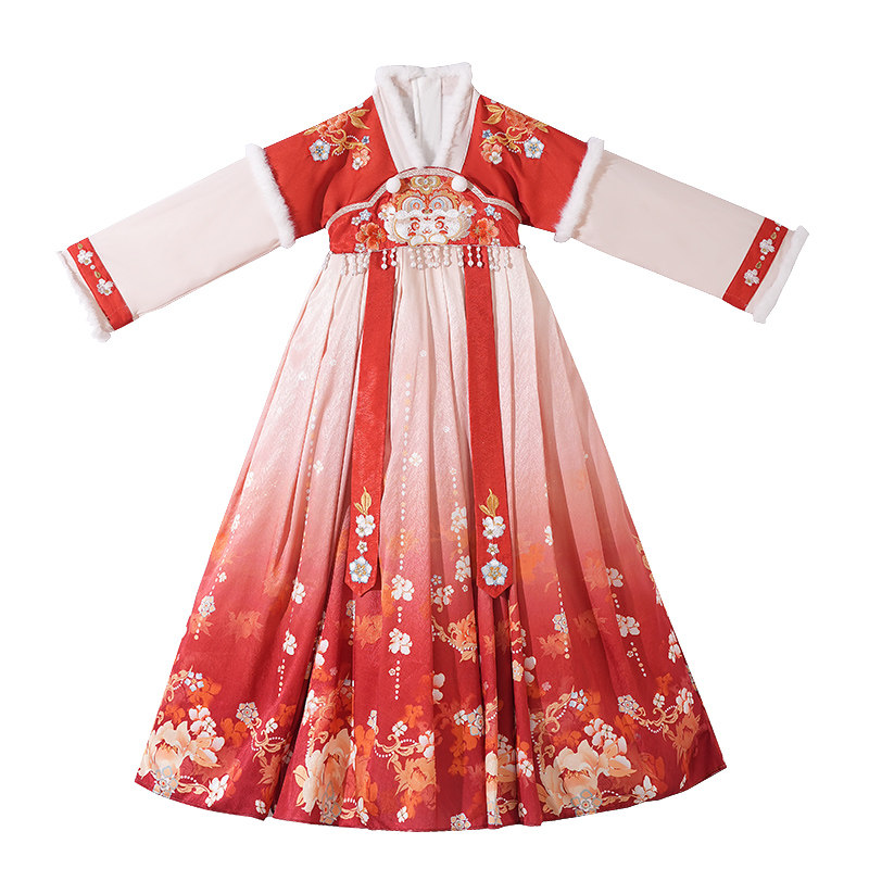 汉服女童秋冬唐装连衣裙