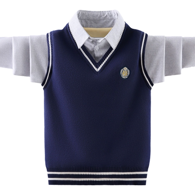 男童假二件衬衫针织毛衣打底衫