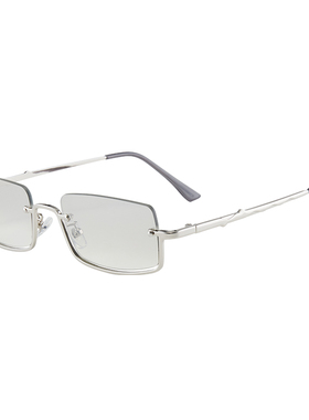 高级感复古辣妹风银色半框眼镜女