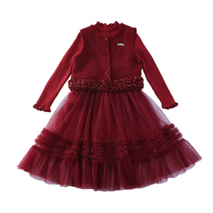 女童冬季小香风连衣裙套装2026新款年服呢子马甲纱裙两件套秋冬款