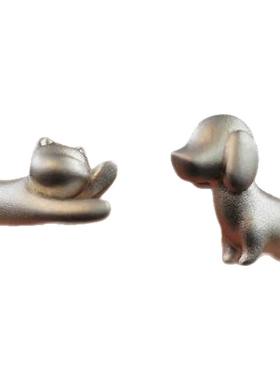 小猫开口可调节戒指纯银新品