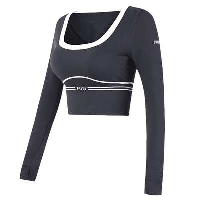 健身女孩紧身显瘦含胸垫运动长袖