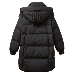 她池连帽羽绒服2025冬装新款女装宽松简约显瘦中长款休闲保暖外套