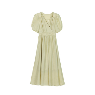 Missonep蝉【青池】V领镂空泡泡袖收腰裙子女度假穿搭夏新款