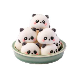 熊猫头棉花糖网红3D立体卡通动物造型咖啡甜品蛋糕装饰软糖好吃