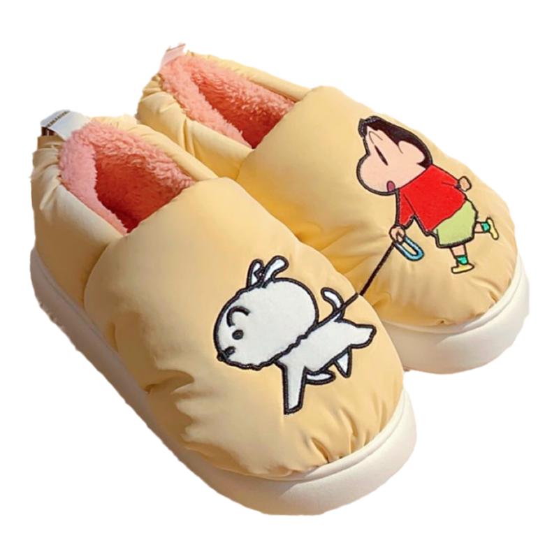 卡通可爱蜡笔小新小白全包跟棉鞋男女冬季情侣居家保暖加绒棉拖鞋