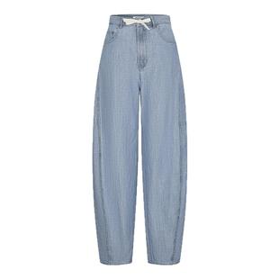 MOUSSY 夏季新品休闲简约弯刀裤阔腿裤牛仔裤女028ISA11-81