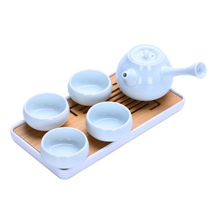 陶瓷功夫茶具侧把壶一壶四杯简约家用酒店茶壶茶杯茶盘整套可定制