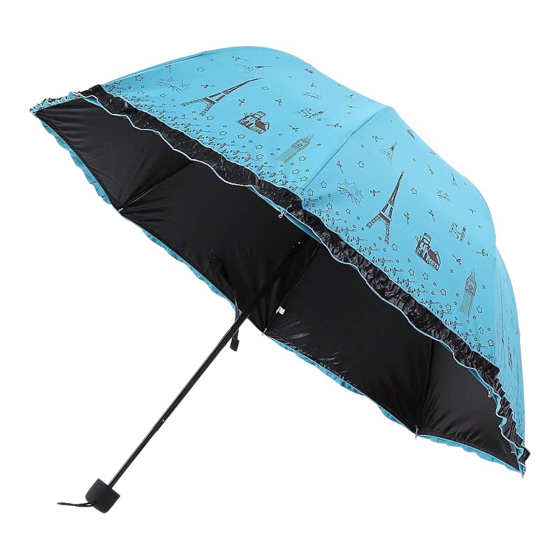 十骨双人雨伞黑胶遮阳蕾丝花边伞