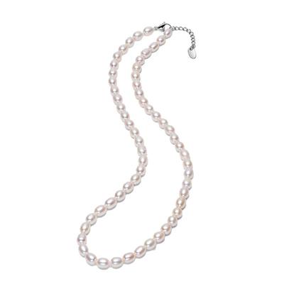 母亲节礼物强光淡水米形珍珠项链