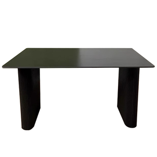 岩板餐桌椅组合意式纯黑色小户型家用极简现代简约轻奢长方形饭桌