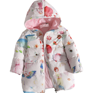 雅鹿2025新款冬季加厚连帽儿童羽绒服女童小女孩中长款洋气冬外套