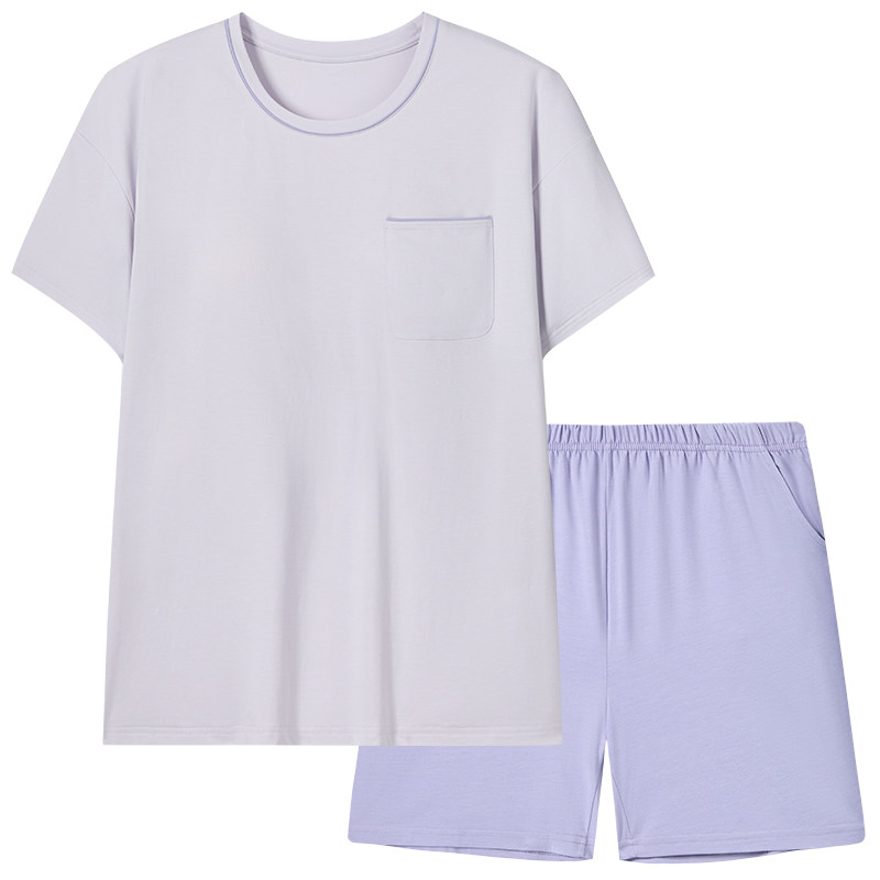 舒雅女士自带胸垫短袖圆领家居服