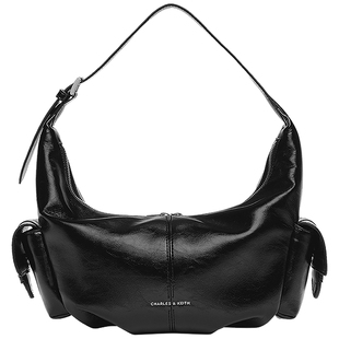 CHARLES&KEITH26夏新款CK2-80782837小号hobo时尚油仿蜡皮腋下包